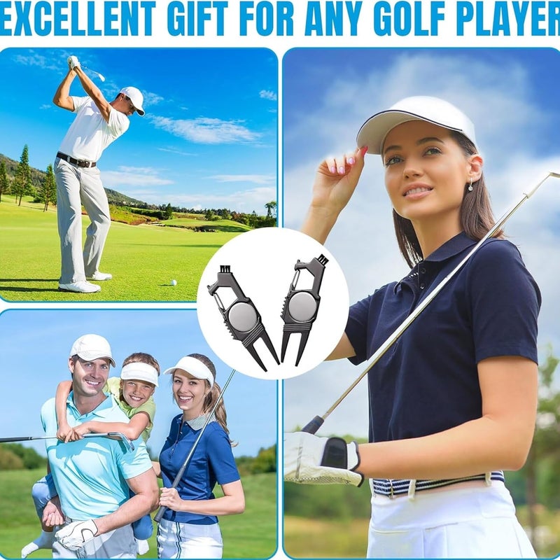 Poen 3 Pcs 7 in 1 Golf Divot Repair Tool and Ball Marker Golf Accessories for Men, Bottle Opener, Groove Cleaner, Putting Alignment, Metal Green Tool - Image 5